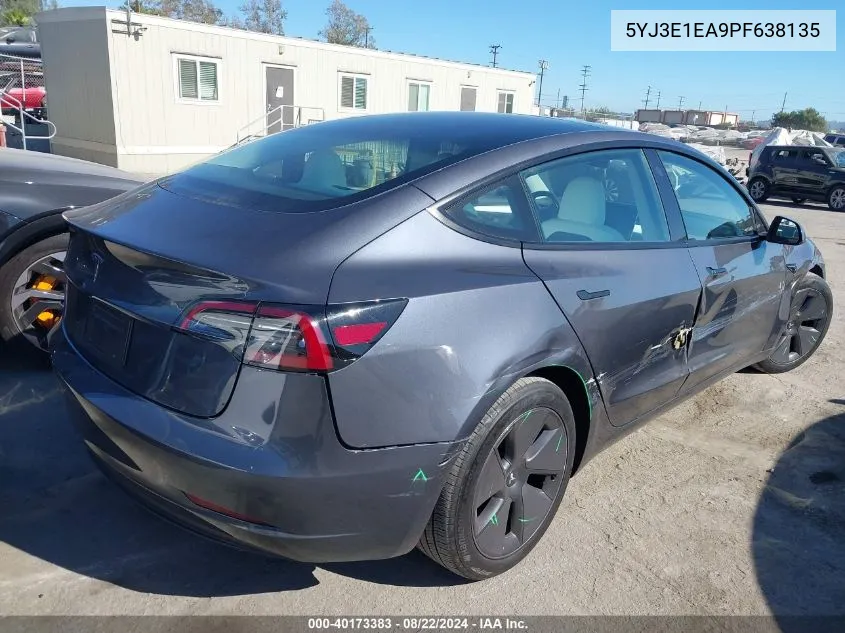 2023 Tesla Model 3 Rear-Wheel Drive VIN: 5YJ3E1EA9PF638135 Lot: 40173383