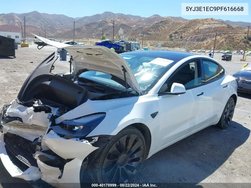 2023 Tesla Model 3 Performance Dual Motor All-Wheel Drive VIN: 5YJ3E1EC9PF616668 Lot: 40178999