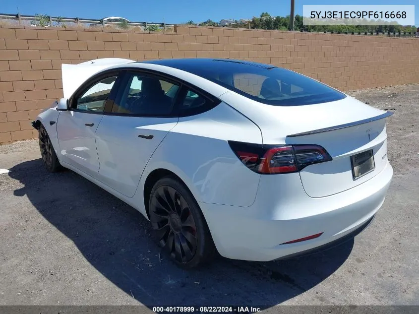 2023 Tesla Model 3 Performance Dual Motor All-Wheel Drive VIN: 5YJ3E1EC9PF616668 Lot: 40178999