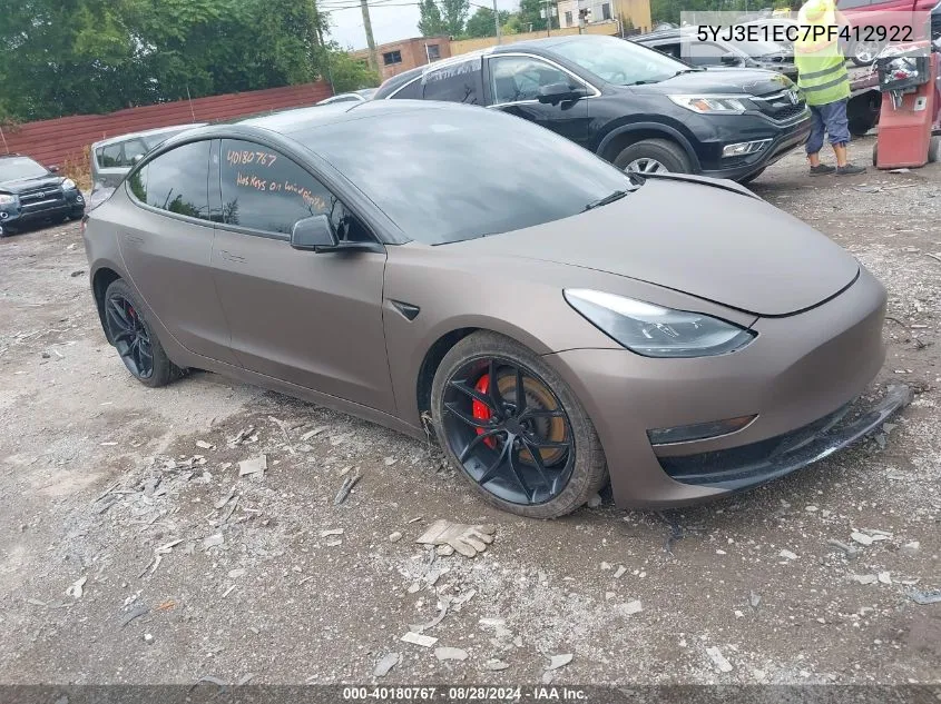 2023 Tesla Model 3 Performance Dual Motor All-Wheel Drive VIN: 5YJ3E1EC7PF412922 Lot: 40180767