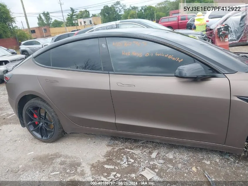 2023 Tesla Model 3 Performance Dual Motor All-Wheel Drive VIN: 5YJ3E1EC7PF412922 Lot: 40180767