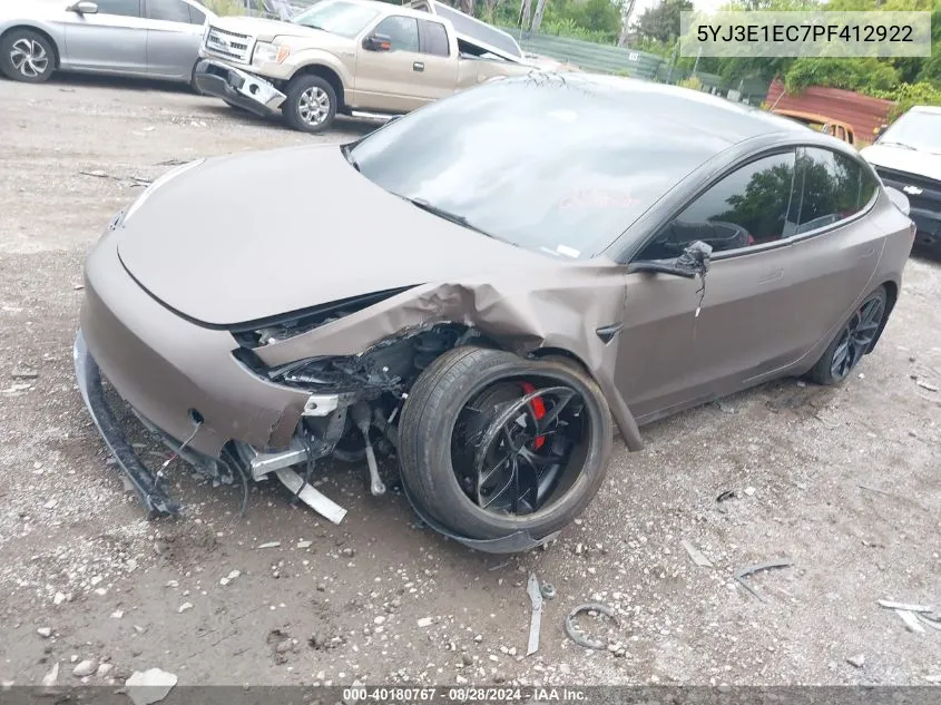 2023 Tesla Model 3 Performance Dual Motor All-Wheel Drive VIN: 5YJ3E1EC7PF412922 Lot: 40180767