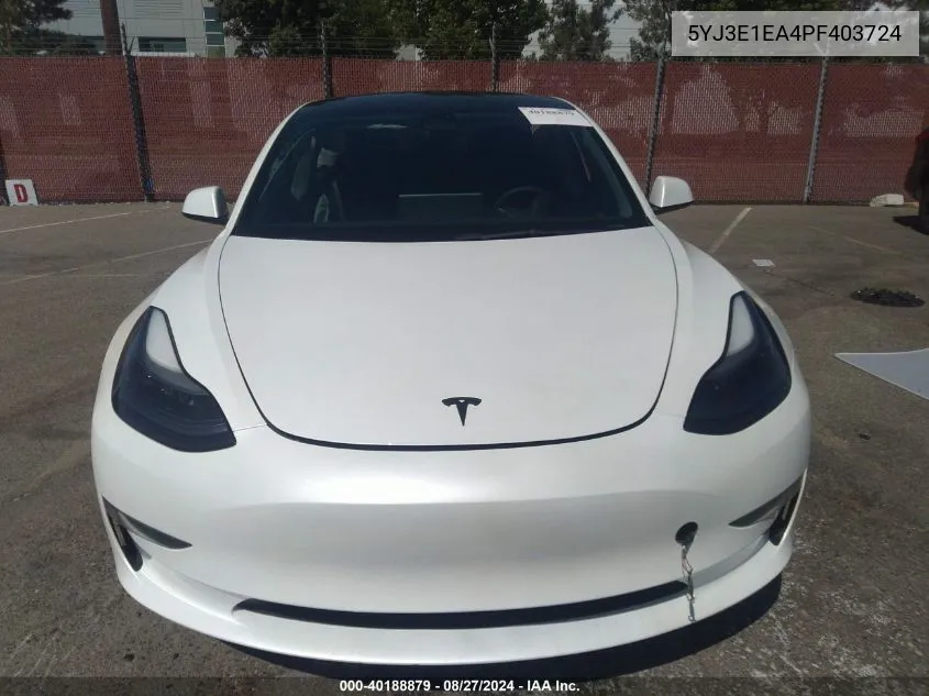 2023 Tesla Model 3 Rear-Wheel Drive VIN: 5YJ3E1EA4PF403724 Lot: 40188879