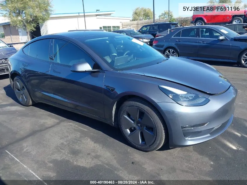 2023 Tesla Model 3 Rear-Wheel Drive VIN: 5YJ3E1EA8PF691196 Lot: 40190463