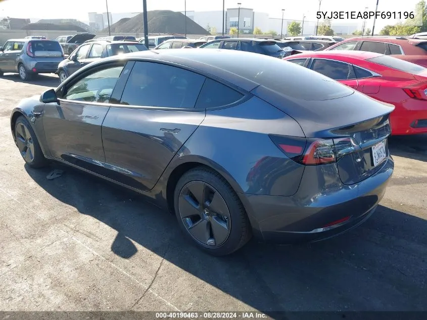 2023 Tesla Model 3 Rear-Wheel Drive VIN: 5YJ3E1EA8PF691196 Lot: 40190463