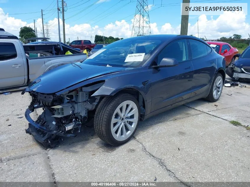 2023 Tesla Model 3 Rear-Wheel Drive VIN: 5YJ3E1EA9PF650351 Lot: 40196406