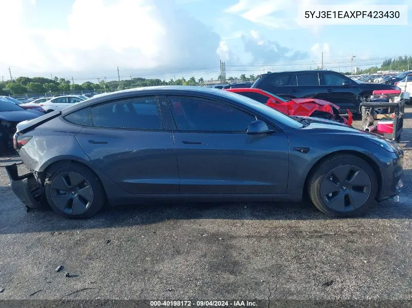 2023 Tesla Model 3 VIN: 5YJ3E1EAXPF423430 Lot: 40198172