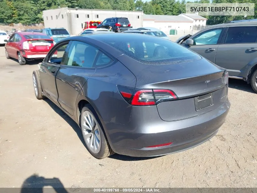 2023 Tesla Model 3 Long Range Dual Motor All-Wheel Drive VIN: 5YJ3E1EB8PF710743 Lot: 40199768