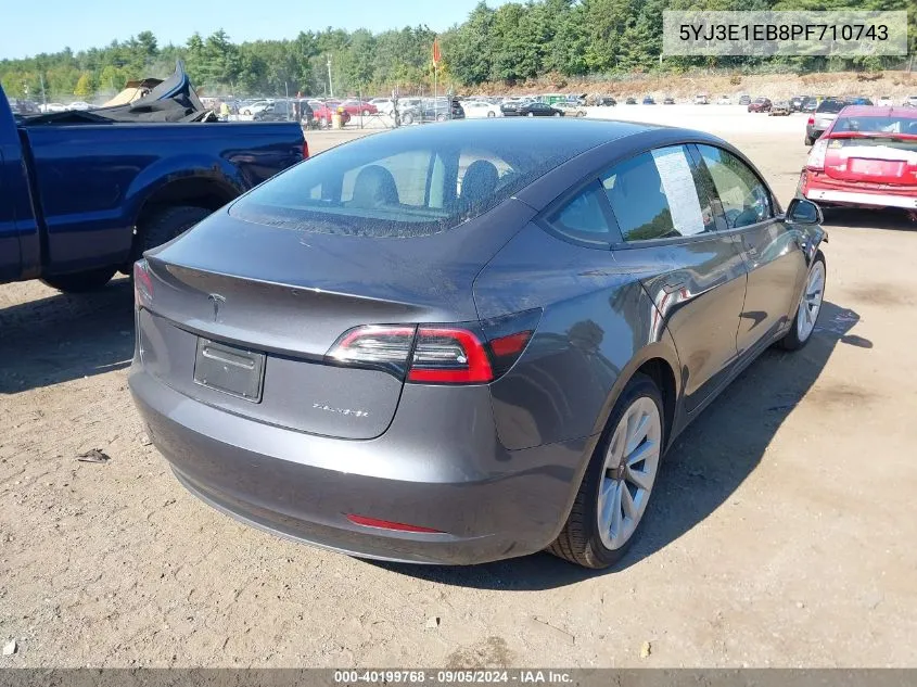 2023 Tesla Model 3 Long Range Dual Motor All-Wheel Drive VIN: 5YJ3E1EB8PF710743 Lot: 40199768