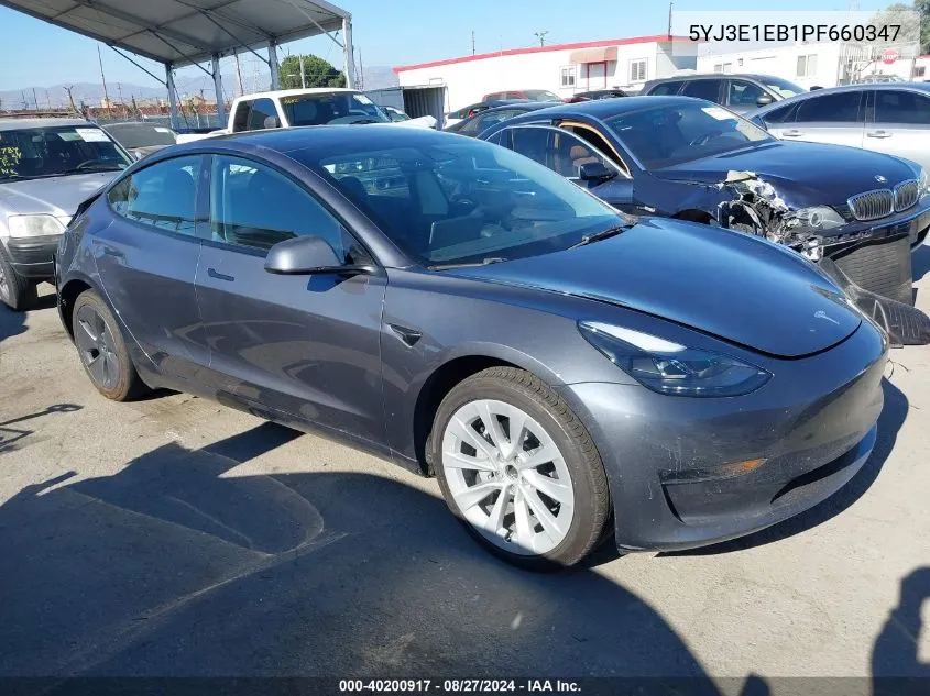 2023 Tesla Model 3 Long Range Dual Motor All-Wheel Drive VIN: 5YJ3E1EB1PF660347 Lot: 40200917