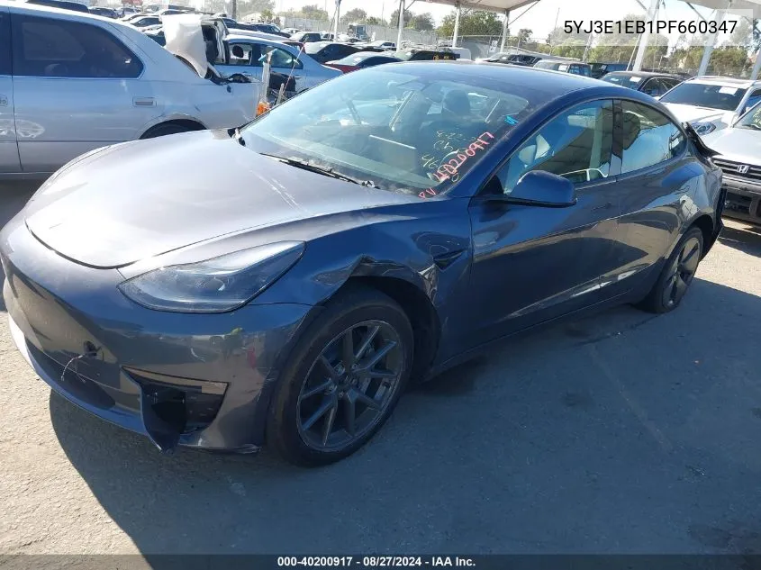 2023 Tesla Model 3 Long Range Dual Motor All-Wheel Drive VIN: 5YJ3E1EB1PF660347 Lot: 40200917