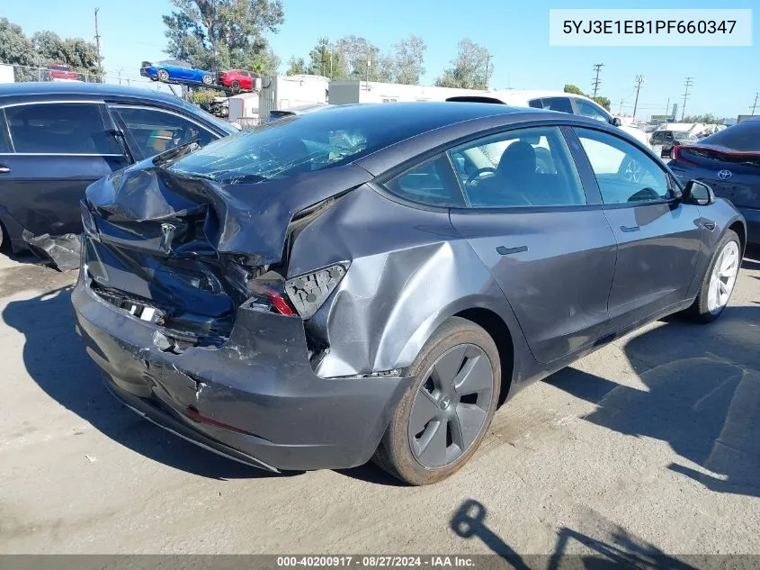 2023 Tesla Model 3 Long Range Dual Motor All-Wheel Drive VIN: 5YJ3E1EB1PF660347 Lot: 40200917