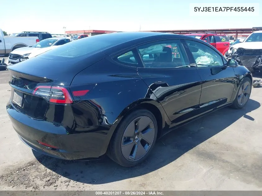 2023 Tesla Model 3 Rear-Wheel Drive VIN: 5YJ3E1EA7PF455445 Lot: 40201207