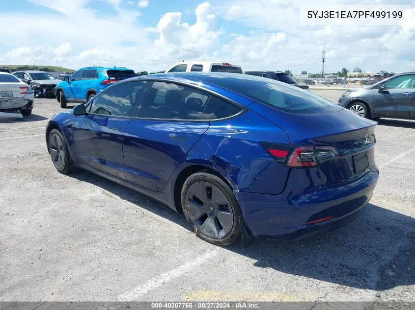 2023 Tesla Model 3 Rear-Wheel Drive VIN: 5YJ3E1EA7PF499199 Lot: 40207765