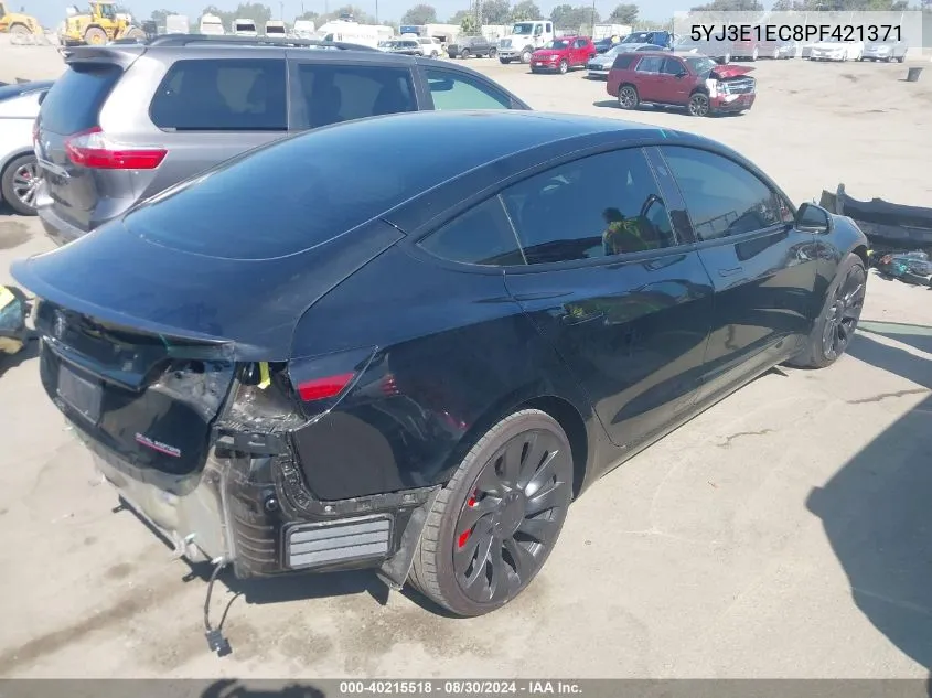 2023 Tesla Model 3 Performance Dual Motor All-Wheel Drive VIN: 5YJ3E1EC8PF421371 Lot: 40215518