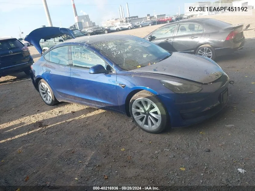 5YJ3E1EA6PF451192 2023 Tesla Model 3 Rear-Wheel Drive