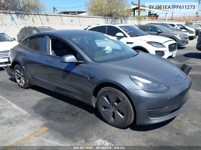 2023 Tesla Model 3 Rear-Wheel Drive VIN: 5YJ3E1EA7PF611273 Lot: 40219007