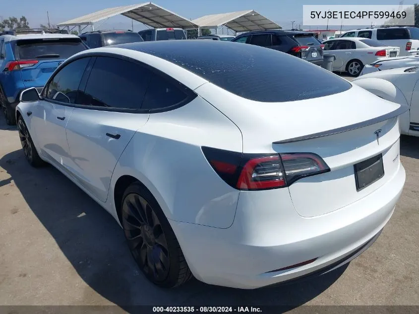 2023 Tesla Model 3 Performance Dual Motor All-Wheel Drive VIN: 5YJ3E1EC4PF599469 Lot: 40233535