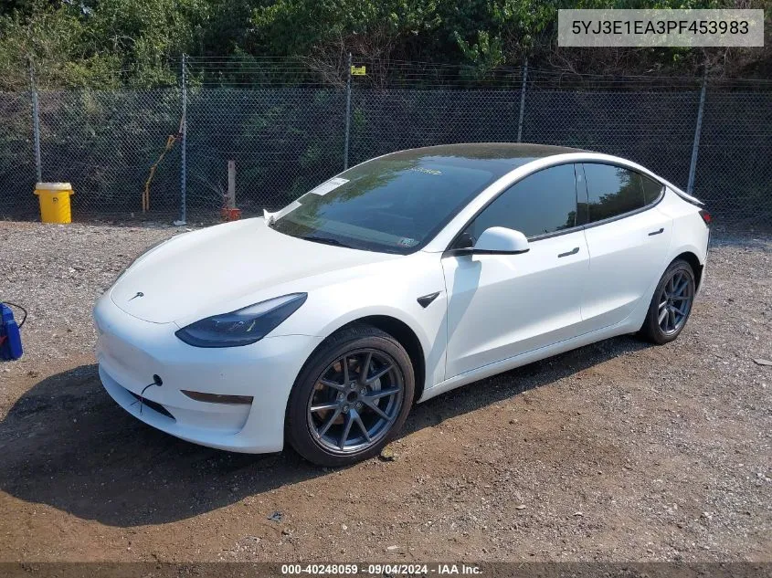 2023 Tesla Model 3 Rear-Wheel Drive VIN: 5YJ3E1EA3PF453983 Lot: 40248059