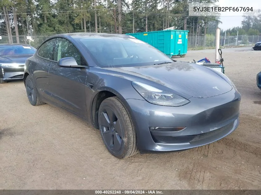 2023 Tesla Model 3 Long Range Dual Motor All-Wheel Drive VIN: 5YJ3E1EB2PF667694 Lot: 40252248