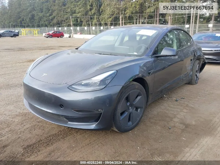 2023 Tesla Model 3 Long Range Dual Motor All-Wheel Drive VIN: 5YJ3E1EB2PF667694 Lot: 40252248