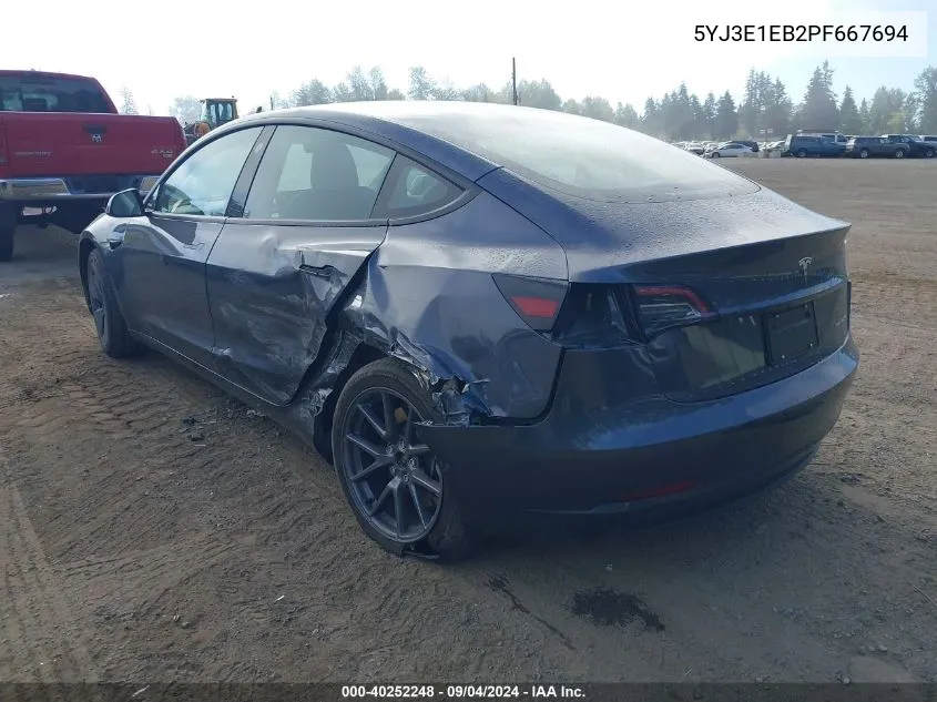 2023 Tesla Model 3 Long Range Dual Motor All-Wheel Drive VIN: 5YJ3E1EB2PF667694 Lot: 40252248