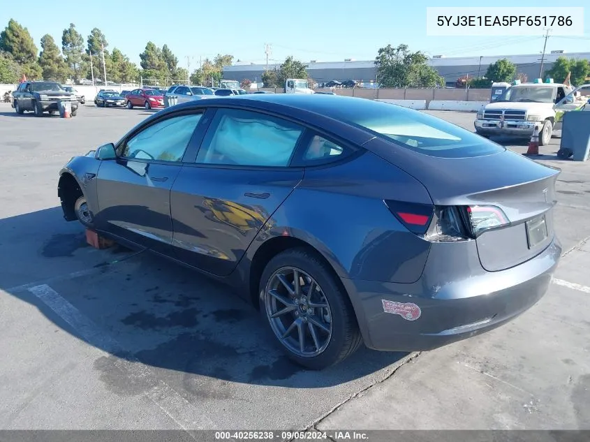 5YJ3E1EA5PF651786 2023 Tesla Model 3 Rear-Wheel Drive