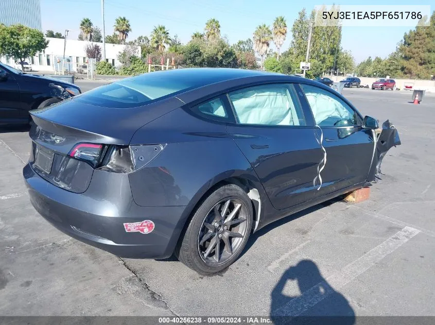 2023 Tesla Model 3 Rear-Wheel Drive VIN: 5YJ3E1EA5PF651786 Lot: 40256238