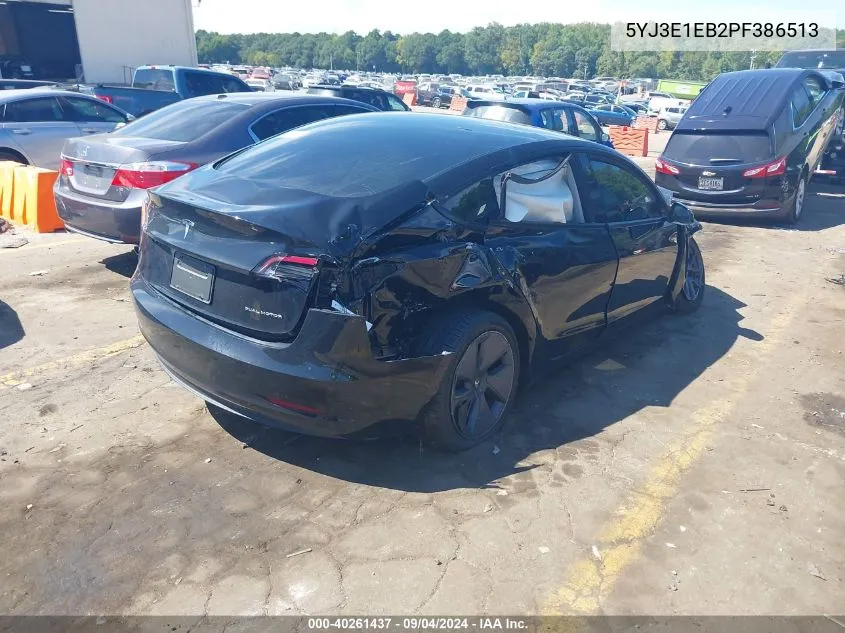 2023 Tesla Model 3 Long Range Dual Motor All-Wheel Drive VIN: 5YJ3E1EB2PF386513 Lot: 40261437