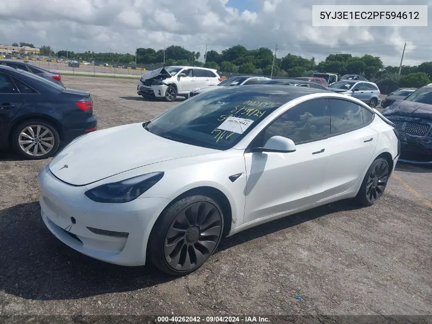 2023 Tesla Model 3 Performance Dual Motor All-Wheel Drive VIN: 5YJ3E1EC2PF594612 Lot: 40262042