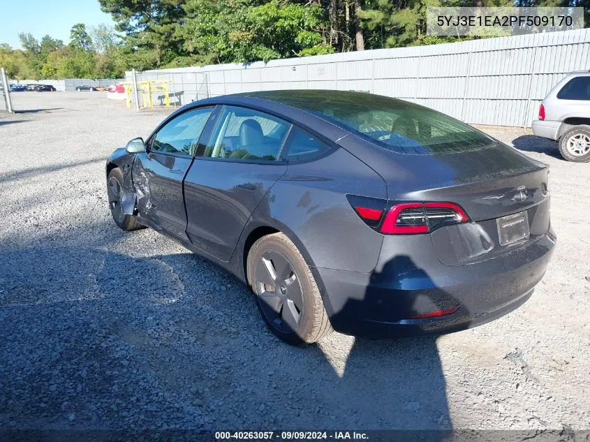 2023 Tesla Model 3 Rear-Wheel Drive VIN: 5YJ3E1EA2PF509170 Lot: 40263057