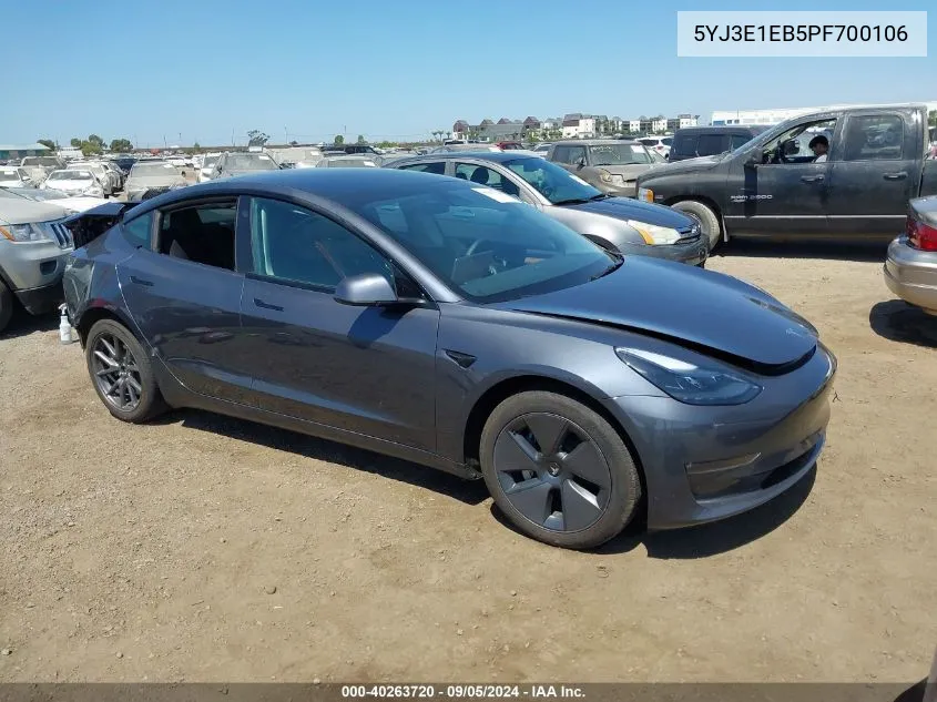 2023 Tesla Model 3 Long Range Dual Motor All-Wheel Drive VIN: 5YJ3E1EB5PF700106 Lot: 40263720