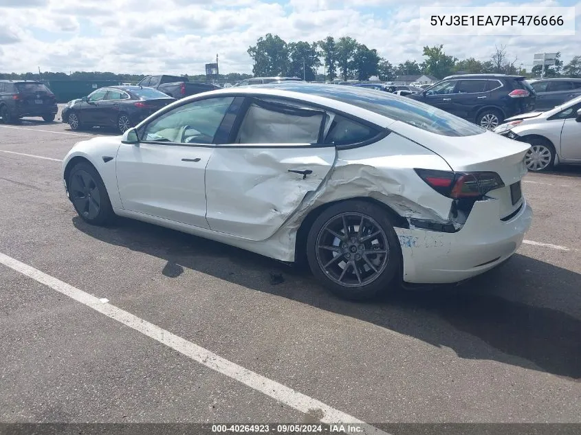 2023 Tesla Model 3 Rear-Wheel Drive VIN: 5YJ3E1EA7PF476666 Lot: 40264923