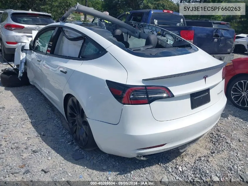 2023 Tesla Model 3 Performance Dual Motor All-Wheel Drive VIN: 5YJ3E1EC5PF660263 Lot: 40269504