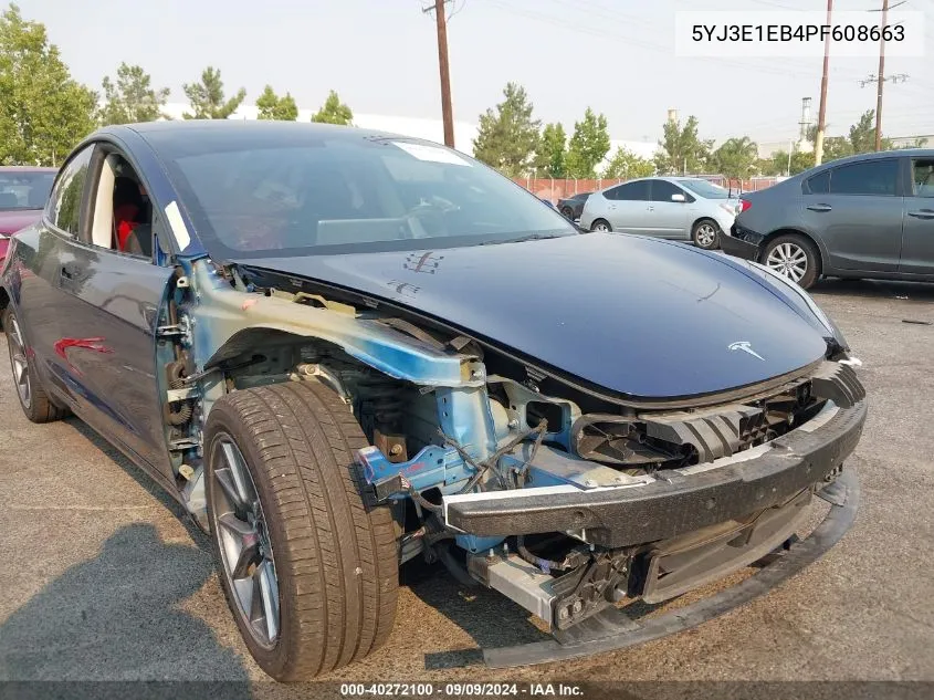 2023 Tesla Model 3 Long Range Dual Motor All-Wheel Drive VIN: 5YJ3E1EB4PF608663 Lot: 40272100