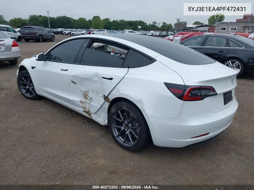 5YJ3E1EA4PF472431 2023 Tesla Model 3 Rear-Wheel Drive