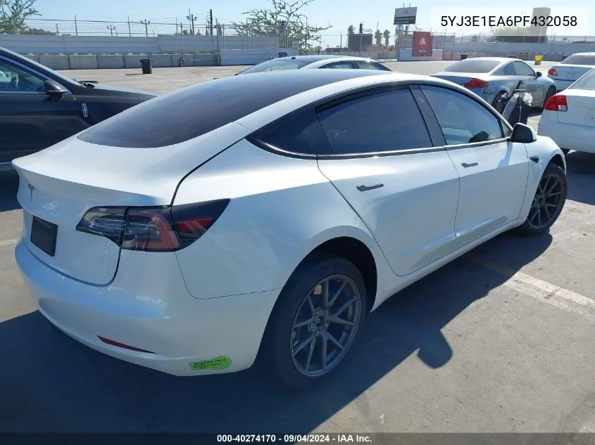 2023 Tesla Model 3 Rear-Wheel Drive VIN: 5YJ3E1EA6PF432058 Lot: 40274170