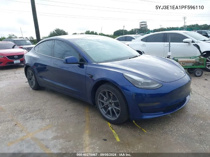 2023 Tesla Model 3 VIN: 5YJ3E1EA1PF596110 Lot: 40278467