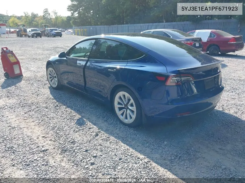 5YJ3E1EA1PF671923 2023 Tesla Model 3 Rear-Wheel Drive