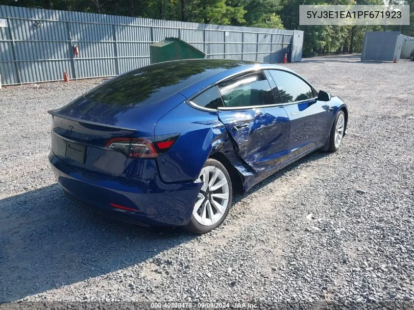 2023 Tesla Model 3 Rear-Wheel Drive VIN: 5YJ3E1EA1PF671923 Lot: 40308478