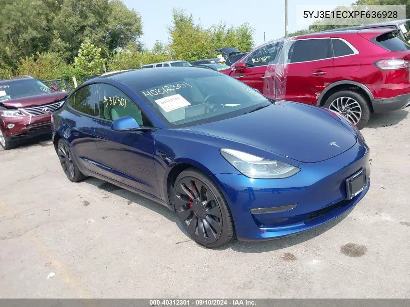 2023 Tesla Model 3 Performance Dual Motor All-Wheel Drive VIN: 5YJ3E1ECXPF636928 Lot: 40312301