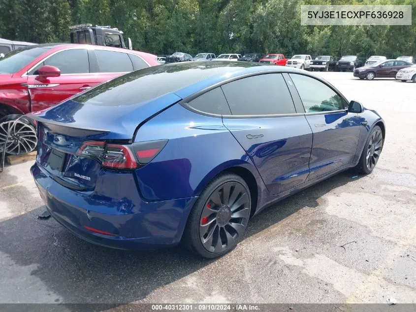 2023 Tesla Model 3 Performance Dual Motor All-Wheel Drive VIN: 5YJ3E1ECXPF636928 Lot: 40312301