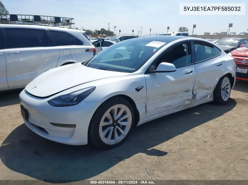 2023 Tesla Model 3 VIN: 5YJ3E1EA7PF585032 Lot: 40316404