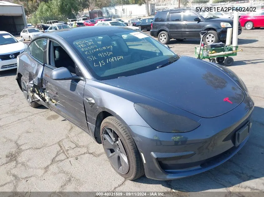 2023 Tesla Model 3 Rear-Wheel Drive VIN: 5YJ3E1EA2PF602402 Lot: 40321509