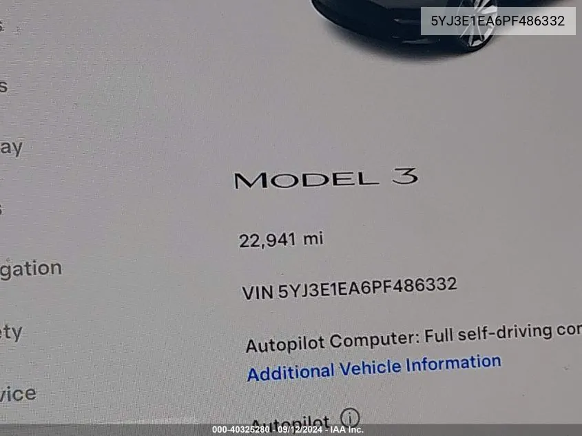 5YJ3E1EA6PF486332 2023 Tesla Model 3