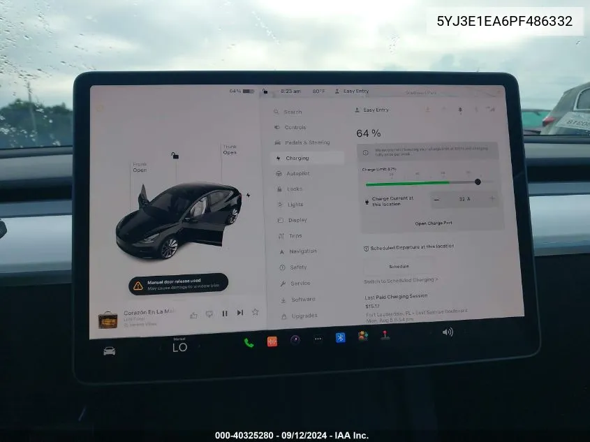 2023 Tesla Model 3 VIN: 5YJ3E1EA6PF486332 Lot: 40325280