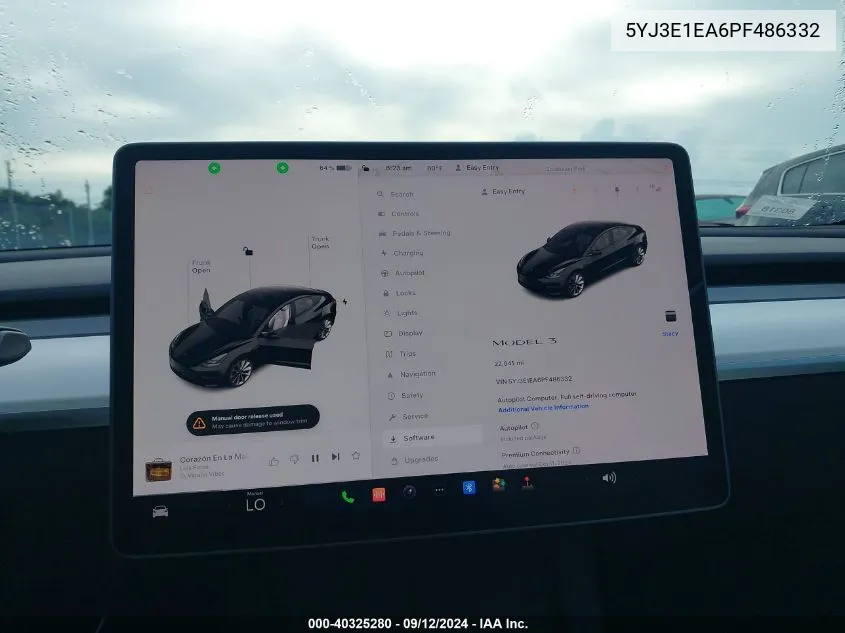 2023 Tesla Model 3 VIN: 5YJ3E1EA6PF486332 Lot: 40325280