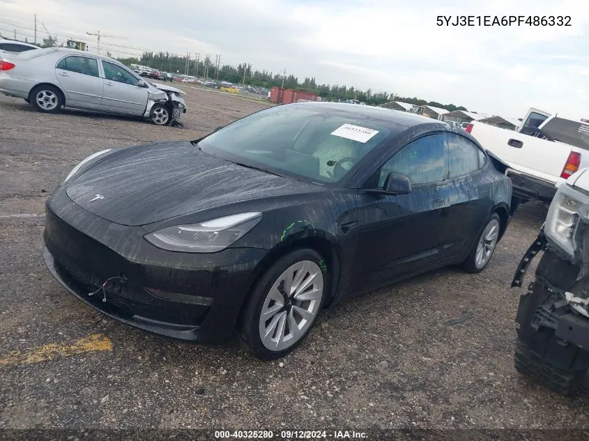 2023 Tesla Model 3 VIN: 5YJ3E1EA6PF486332 Lot: 40325280