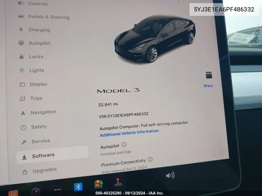 5YJ3E1EA6PF486332 2023 Tesla Model 3