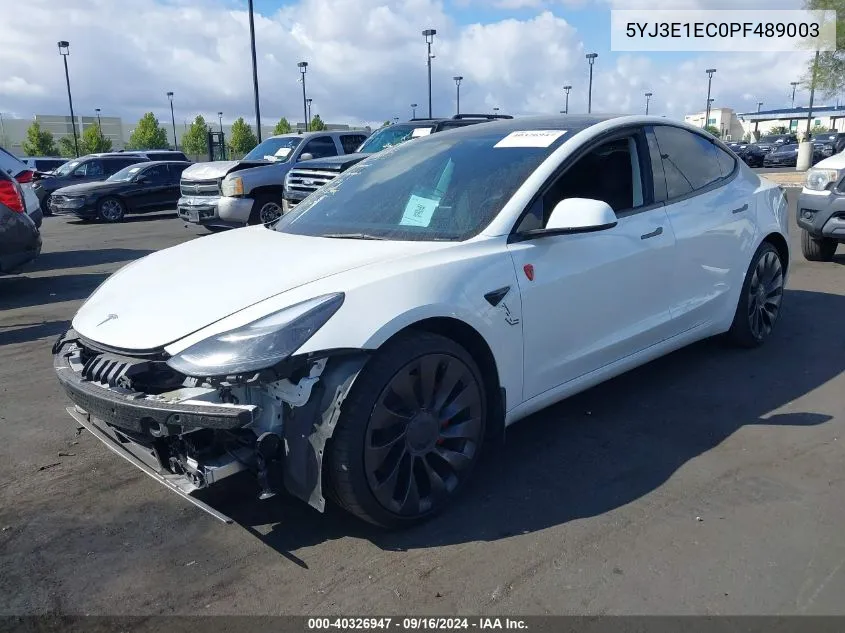 2023 Tesla Model 3 Performance Dual Motor All-Wheel Drive VIN: 5YJ3E1EC0PF489003 Lot: 40326947